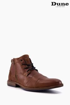 Dune London Brown Captains Double Toe Cap Detail Leather Boots (M09151) | Kč5,155