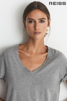 Reiss Luana Cotton-Jersey V-Neck T-Shirt (M09380) | 257 QAR