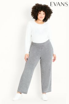 Evans Grey Chenille Wide Leg Trousers (M09547) | €21