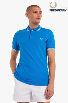 Blau/Ecru - Fred Perry Herren Polo-Shirt mit doppelten Zierstreifen (M09573) | CHF 91