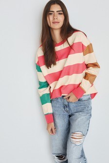 Multi Stripe Graphic Sweatshirt (M09730) | $35