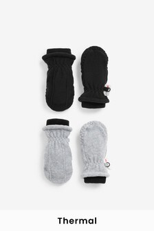 Grey/Black 2 Pack Thermal Fleece Gloves (3mths-6yrs) (M11793) | 11 € - 13 €