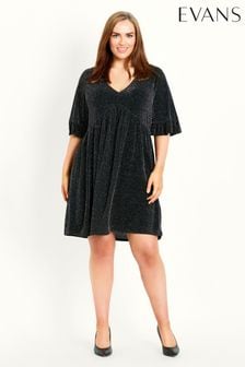 Evans Sparkle Frill Sleeve Black Dress (M12097) | 60 €