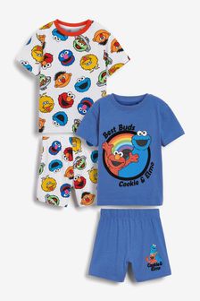 Blue/White Sesame Street - 2 Pack Short Pyjamas (9mths-8yrs) (M12441) | MYR 115 - MYR 152