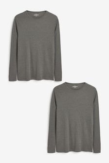 אפור - מארז 2 חולצות תרמיות עם שרוול ארוך (M12781) | ‏108 ₪
