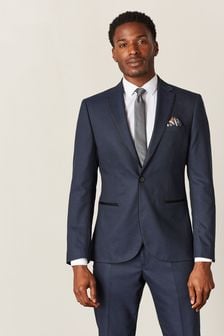 Blue Slim Fit Tipped Suit: Jacket (M12786) | €28
