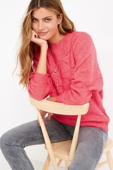 Rosa - Suéter con pespuntes en tejido texturizado (M12867) | 28 €
