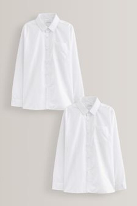 أبيض - حزمة من 2 قميص مدرسي بكم طويل (3-17 سنة) (M13605) | 47 ر.ق - 82 ر.ق