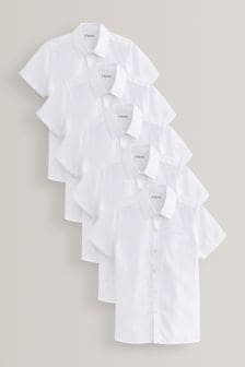 White Slim Fit 5 Pack Short Sleeve School Shirts (3-17yrs) (M13627) | $62 - $103