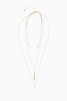 Gold Tone Multi Layer Chain Necklace (M13653) | 276 UAH