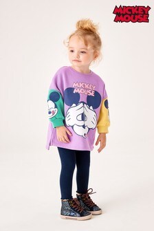Purple Colourblock Mickey Mouse Longline Sweat Dress (3mths-7yrs) (M14056) | $29 - $37