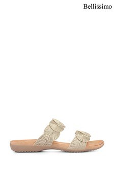 Bellissimo Gold Metallic Ladies Mule Sandals (M14158) | ₪ 130