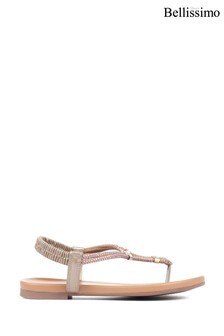 Bellissimo Gold Ladies Diamanté Toe Post Sandals (M14171) | ₪ 116
