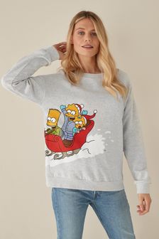Grey Simpsons Christmas Graphic Sweatshirt (M14308) | €39