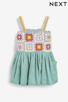 Teal Blue Crochet Dress (3mths-7yrs) (M14416) | R384 - R457