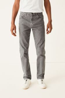 אפור בינוני - גזרה ישרה - ג'ינס נמתח אותנטי (M14576) | ‏80 ₪