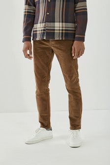 Sand Brown Slim Fit Jean Style Stretch Cord Trousers (M14733) | ₪ 70