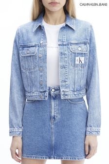 Calvin Klein Jeans Womens Blue Cropped 90s Denim Jacket (M14937) | $140