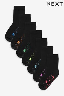 Черный с брызгами краски - Набор из 7 пар носков с высоким содержанием хлопка (M14967) | €14 - €17