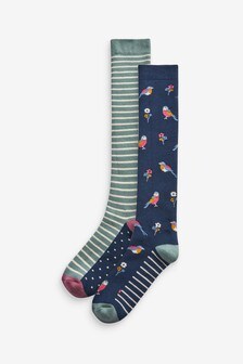 Bird Print Welly Socks 2 Pack (M15123) | ₪ 33