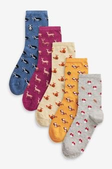 Patterned Ankle Socks 5 Pack