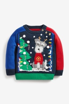 Marineblau - Weihnachtspullover mit Hundemotiv (3 Monate bis 7 Jahre) (M15610) | 11 € - 13 €
