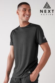Czarny melanżowy, treningowy - Koszulka z krótkim rękawem - Zestaw topów i koszulek do ćwiczeń Next Active (M15677) | 88 zł