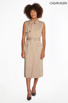 Calvin Klein Camel Brown Utility Sleeveless Trench Coat (M15835) | $445