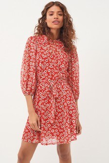 Red Floral Long Sleeve Mesh Mini Dress (M16187) | 30 €