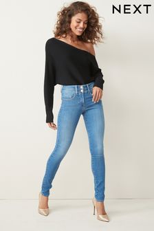 Normaal blauw - Next - Ondersteunende, afslankende en vormgevende skinny jeans (M16267) | €46