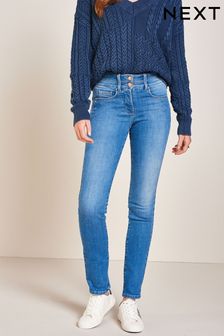 Niebieski dżins - Modelujące jeansy o dopasowanym kroju (M16268) | 127 zł