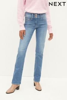 Синий выбеленный деним - Моделирующие джинсы с легким клешем (M16269) | €44