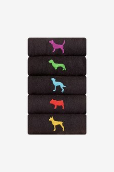 Black Dogs 5 Pack Embroidered Socks (M16303) | $17