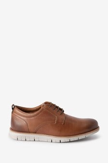 Tan Brown Leather Motion Flex Derby Shoes (M17031) | 112 zł