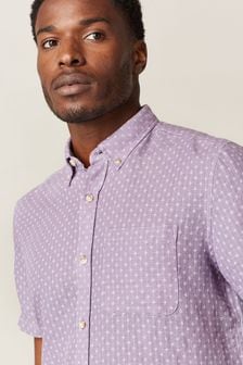 Lilac Purple - Short Sleeve Textured Shirt (M17047) | kr347