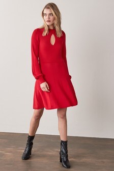 Red Keyhole Detail Dress (M17730) | $58