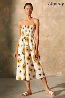 Robe Albaray étagée blanche motif tournesol