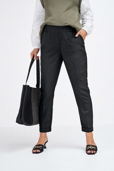 Black Maternity Taper Tailored Trousers (M18334) | $25