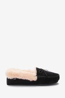 Black Suede Moccasin Slippers (M18406) | ₪ 89