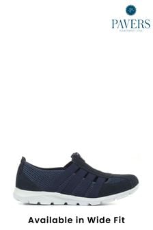 Azul - Zapatos sin cierres de mujer de corte ancho y diseño casual de Pavers (M18841) | 50 €