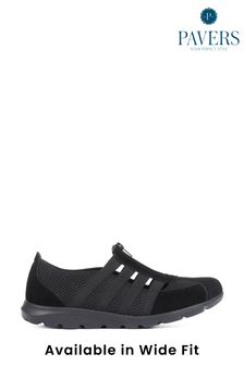 Pavers Black Ladies Wide Fit Casual Slip-On Shoes (M18843) | ₪ 176