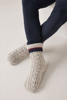 Ecru Cream Cable Slipper Socks (M19411) | 517 UAH