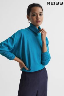 Reiss Blue Frankie Wool Blend Roll Neck Jumper (M19648) | SGD 380