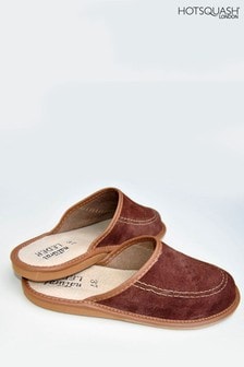 HotSquash Brown Leather Featherweight Mens Slippers (M19949) | €36