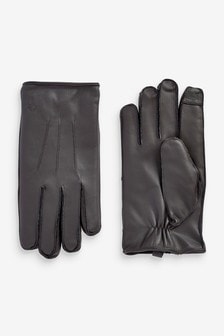 Brown Vegan Leather Gloves (M19981) | kr208