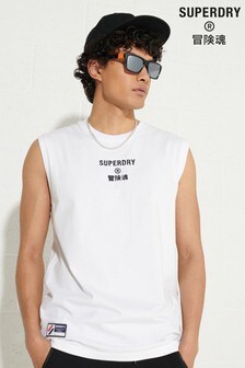Superdry White Corporate Logo Vest (M20390) | ₪ 93
