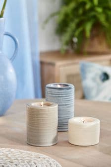 Set of 3 Blue/Neutral Kya Ceramic Tea Light Holders (M20722) | $21