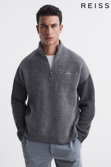 Reiss Grey Plaza Relaxed Fit Hybrid Funnel Jumper (M20824) | €200