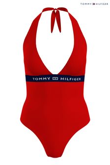 Tommy Hilfiger Womens Red Core Solid Halter Swimsuit (M20853) | ₪ 396