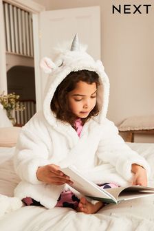 Blanc - Peignoir à capuche en polaire 3d licorne en polaire (9 mois - 16 ans) (M20970) | €22 - €37